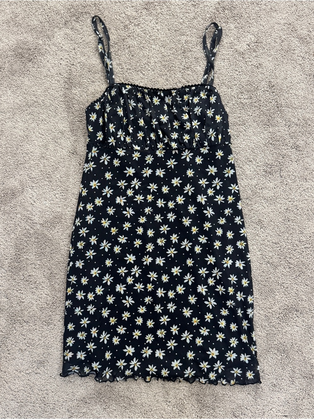 Bershka Black Daisy Print Mini Dress